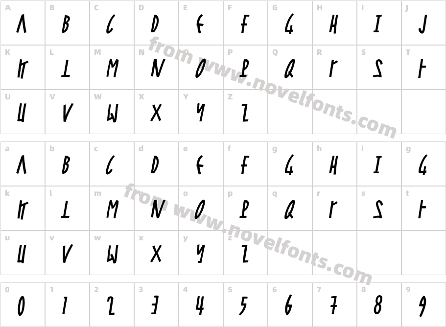 Steel-JonesItalicCharacter Map