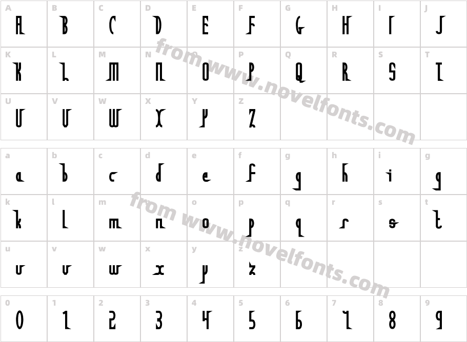 StelefontBevelCharacter Map