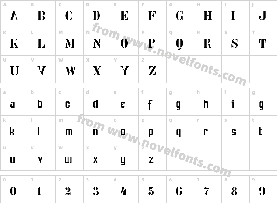 Stencil Intellecta Limited SetCharacter Map