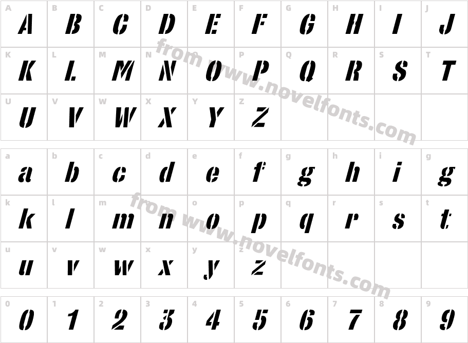 StencilSans Bold ItalicCharacter Map