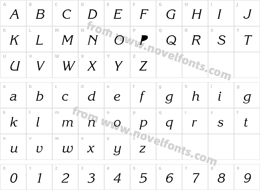 Stevens Semibold LightCharacter Map