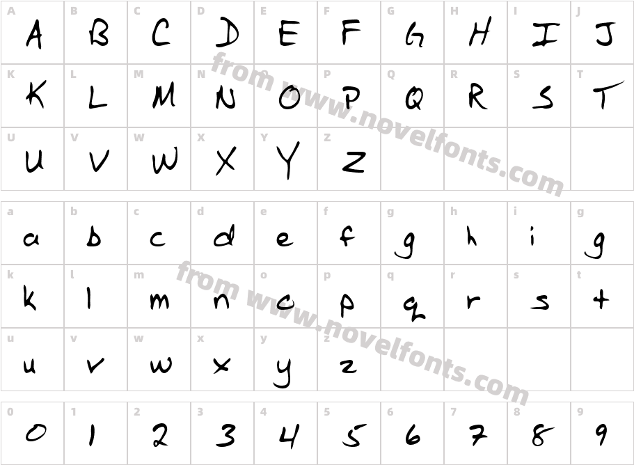 StewartsHand RegularCharacter Map