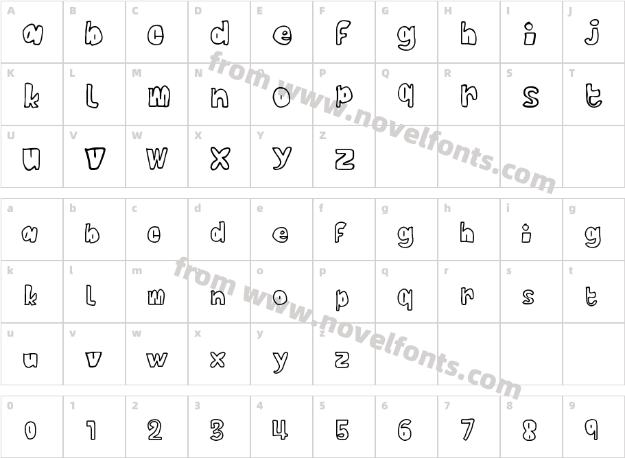 Stick with glue Regular FontyCharacter Map