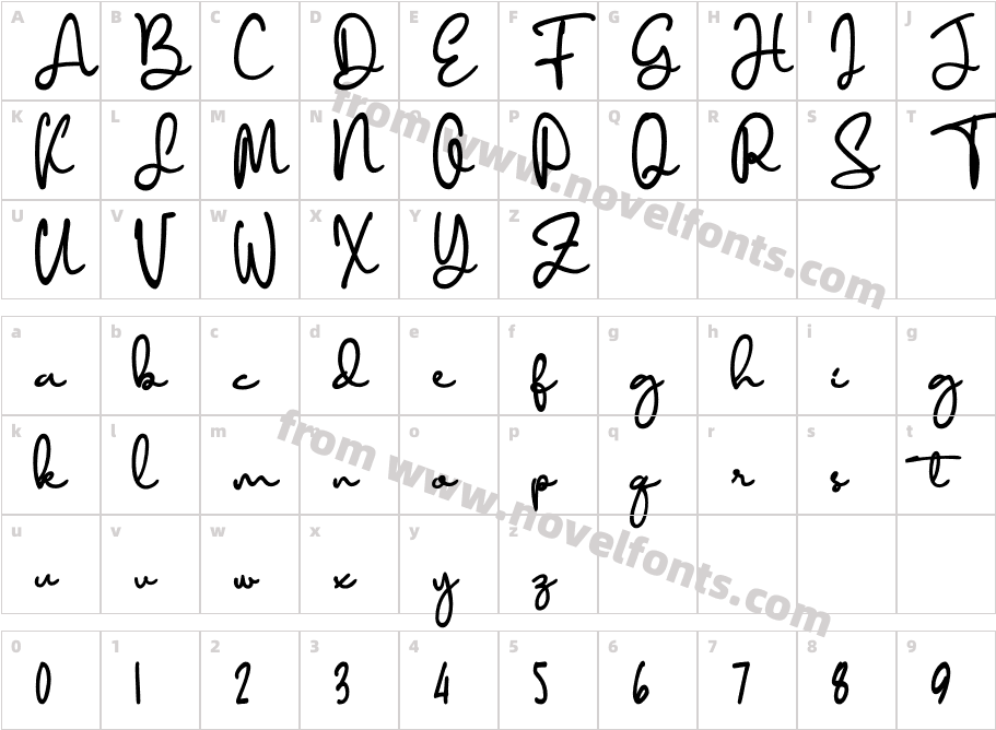 Diamant handwritingCharacter Map