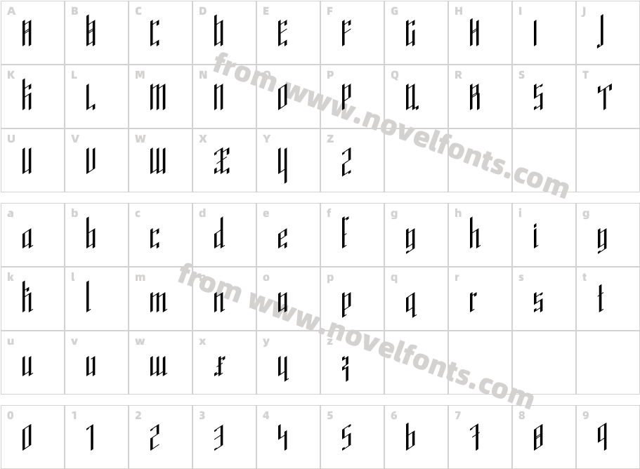 Stilubung Regular CondensedCharacter Map