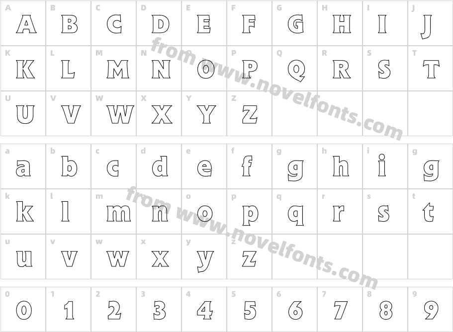 Stine Bold HollowCharacter Map