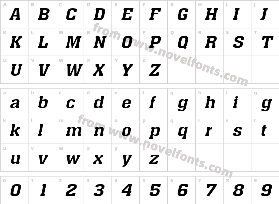 Ache Wide ItalicCharacter Map