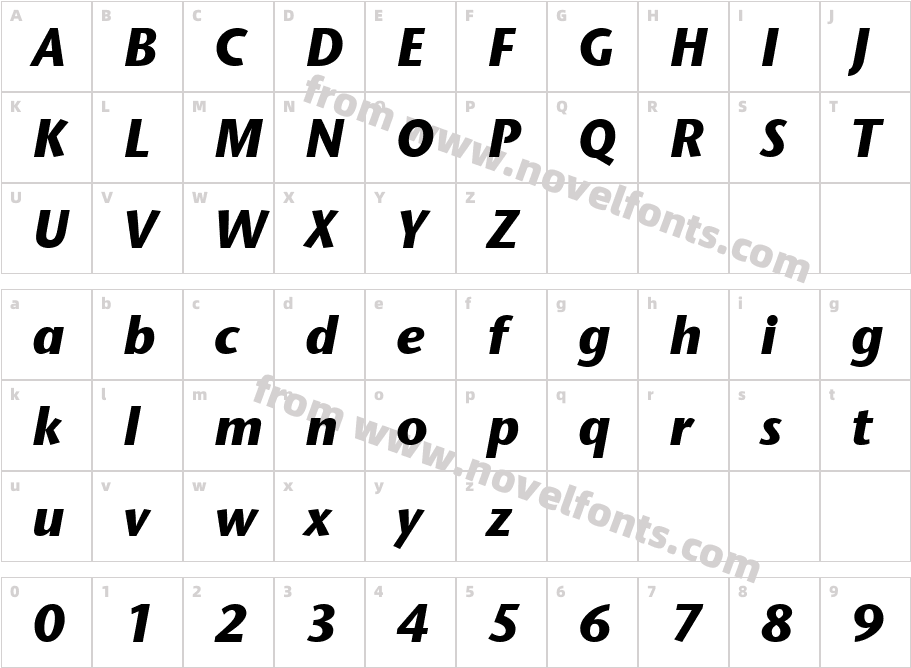 Stone Sans ITC TT BoldItalicCharacter Map