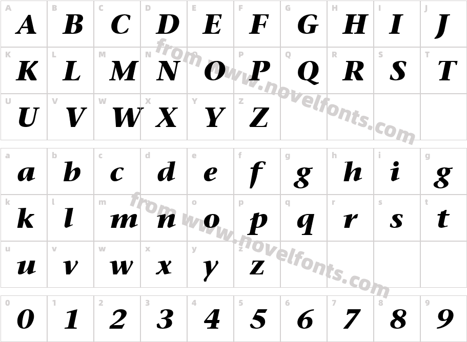 Stone Serif ITC TT BoldItalicCharacter Map