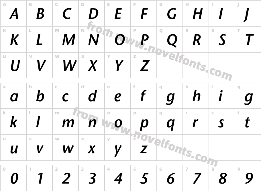 StoneSans-SemiboldItalicCharacter Map