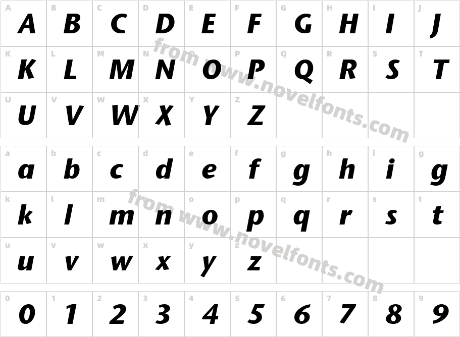 StoneSansBoldItalicCharacter Map