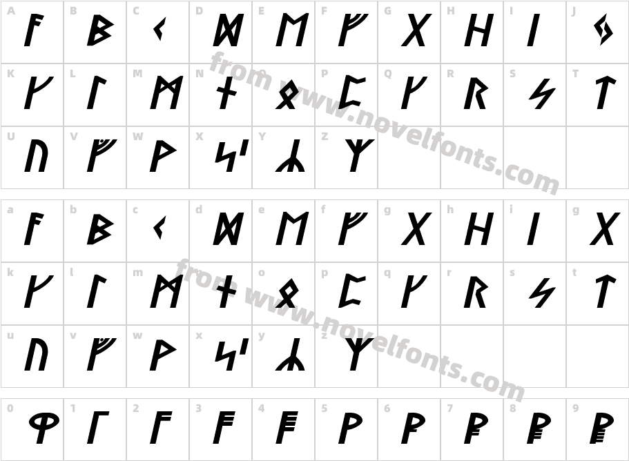 Stormning Bold ObliqueCharacter Map