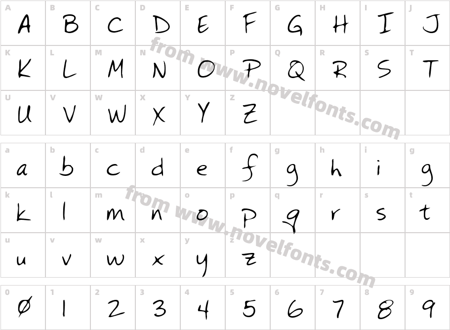 Dianas Hand RegularCharacter Map