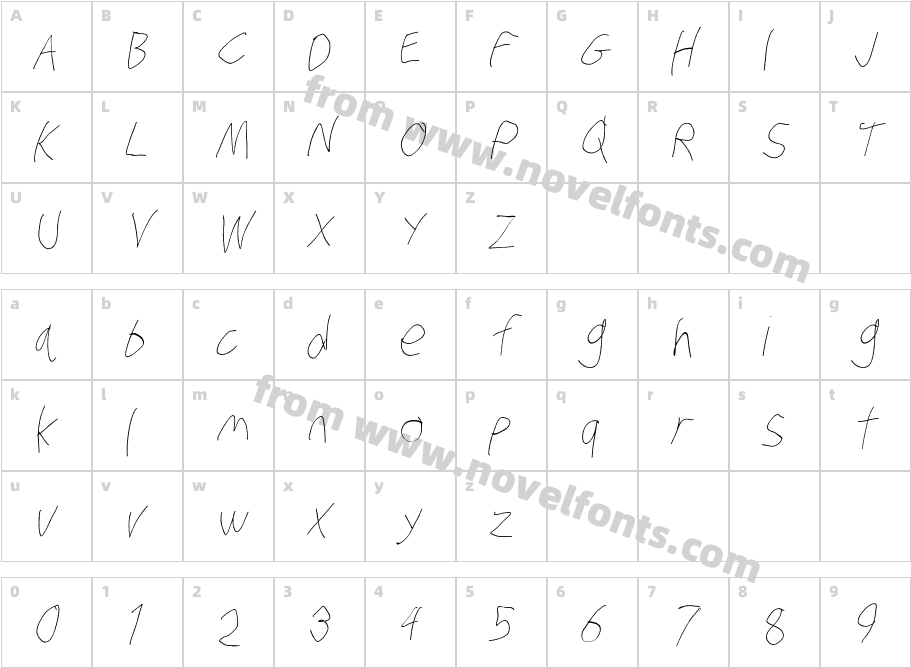 Stray Cat ExtraLight Condensed ObliqueCharacter Map