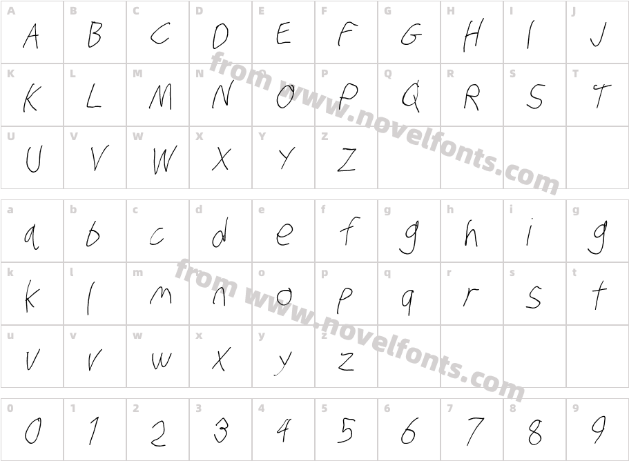 Stray Cat Light Condensed ObliqueCharacter Map