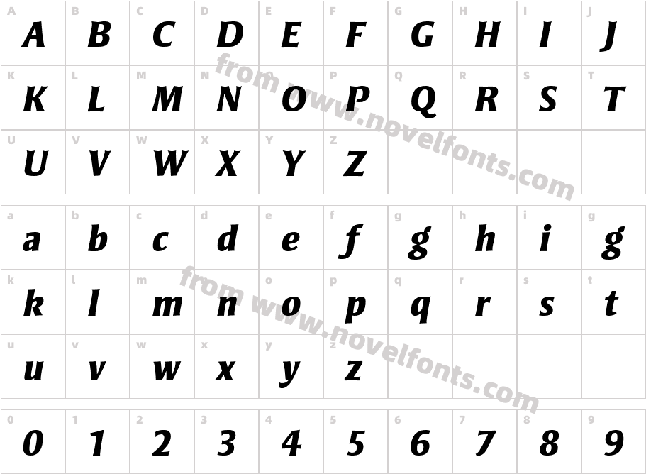 Strayhorn MT Extra Bold ItalicCharacter Map