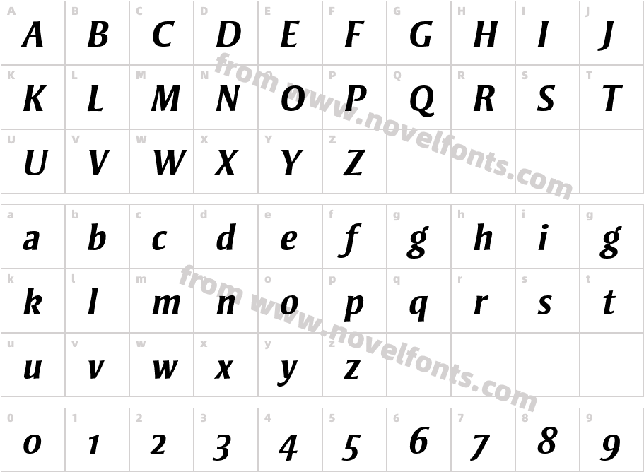 Strayhorn MT OsF Bold ItalicCharacter Map