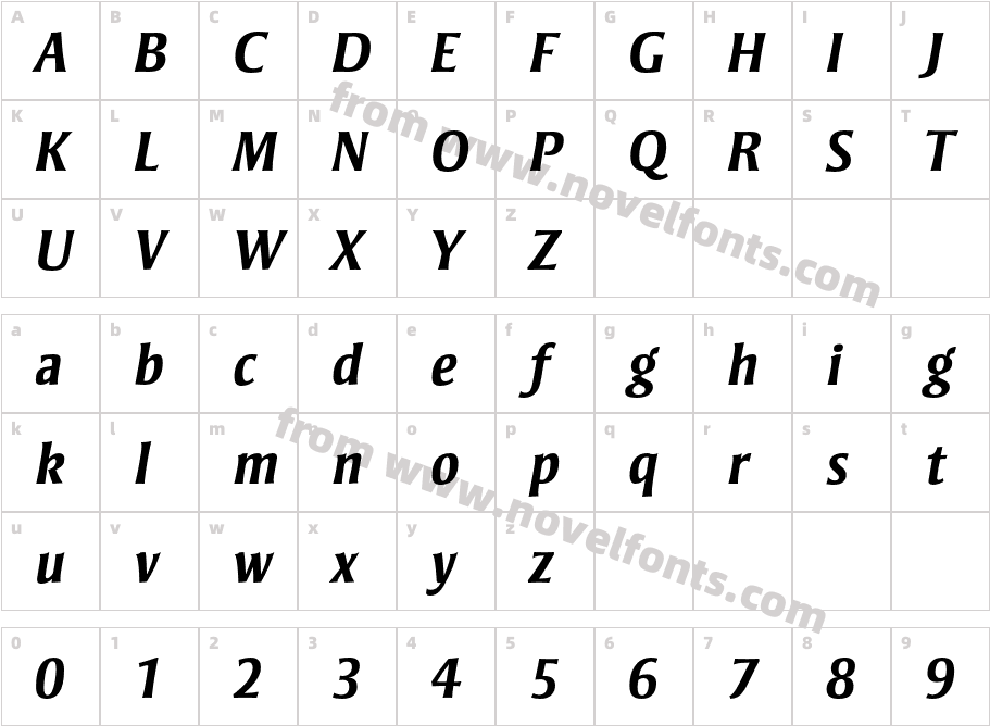 StrayhornMT-BoldItalicCharacter Map