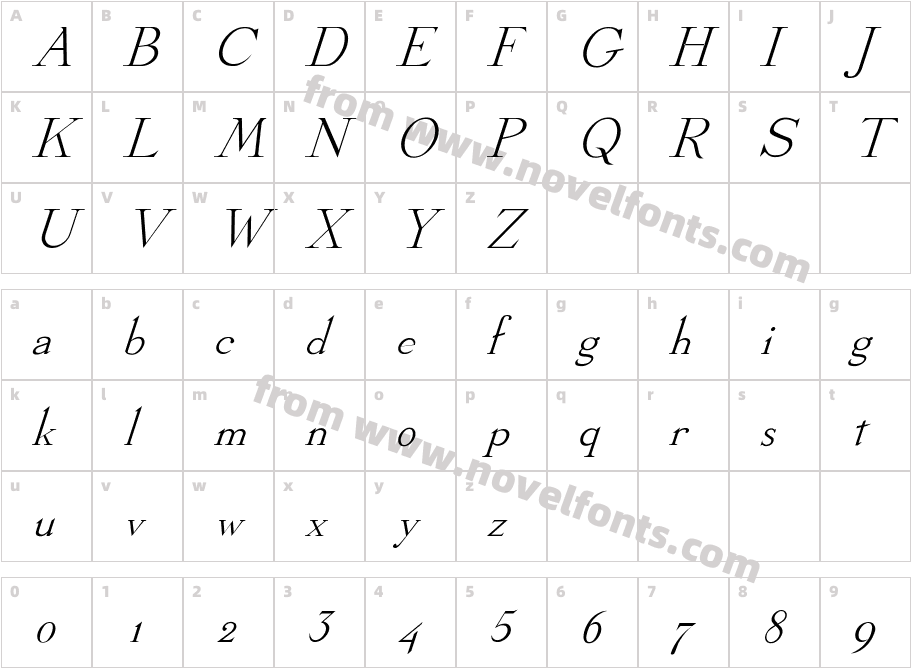 Dickens ItalicCharacter Map