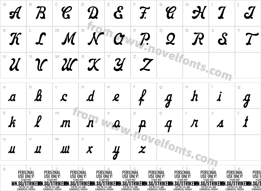 Strikers Script PERSONAL RegularCharacter Map