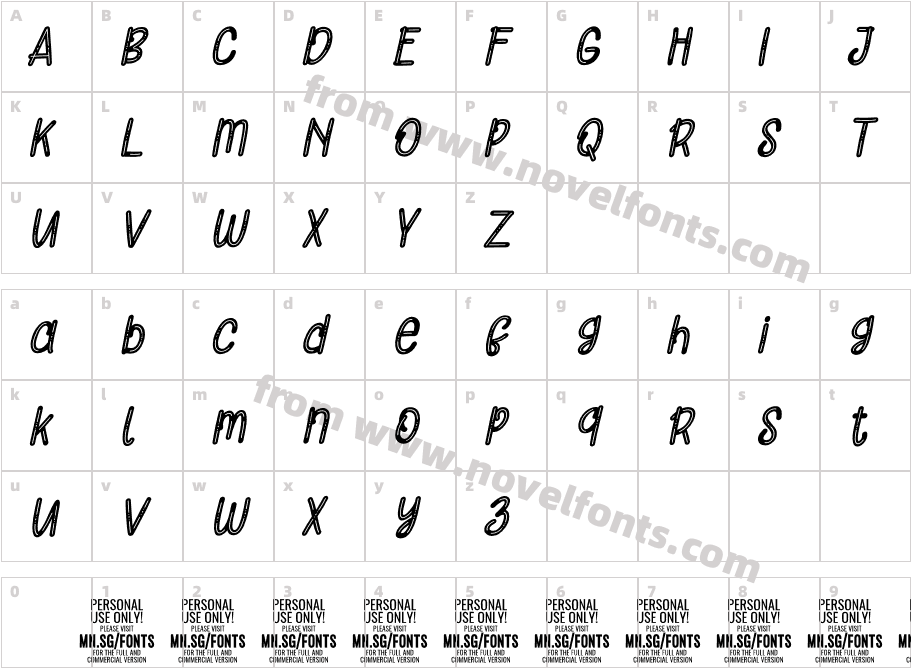 Striped Cats Italic PERSONAL ItalicCharacter Map