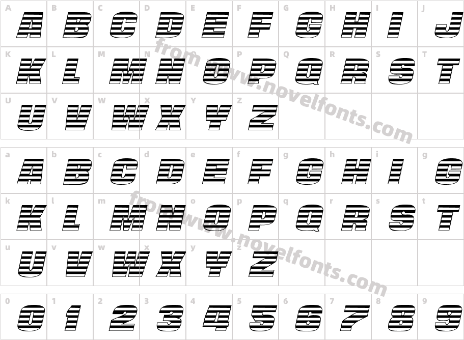 StriperCaps ItalicCharacter Map