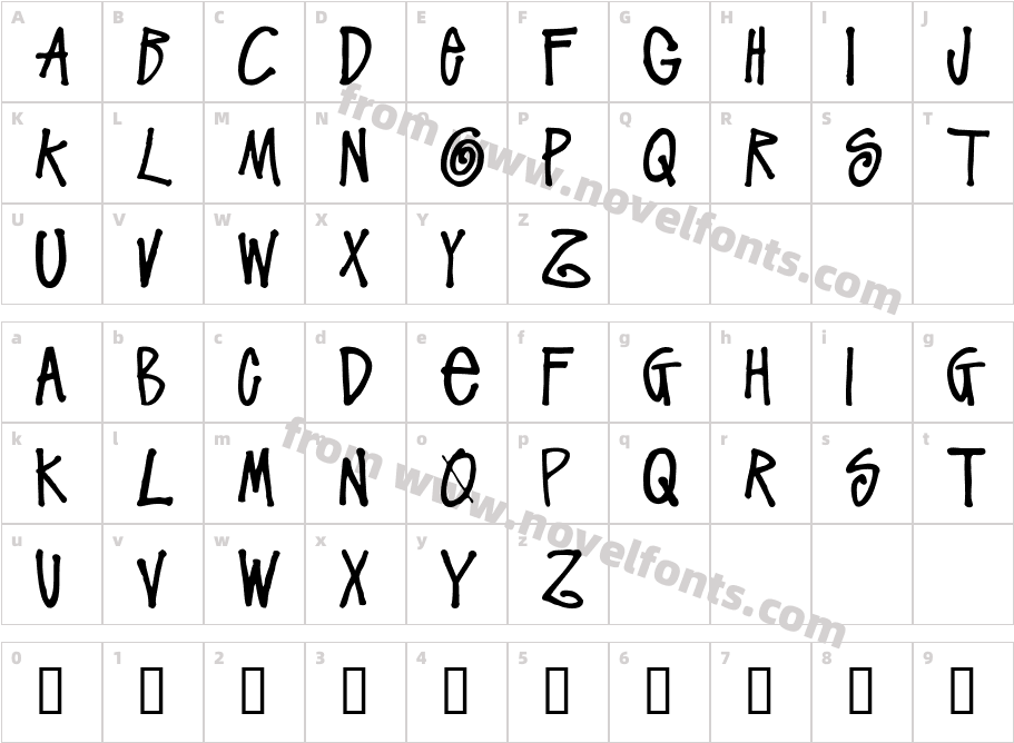 Stussy Script RegularCharacter Map