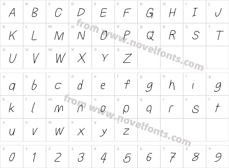 Subtitle ItalicCharacter Map