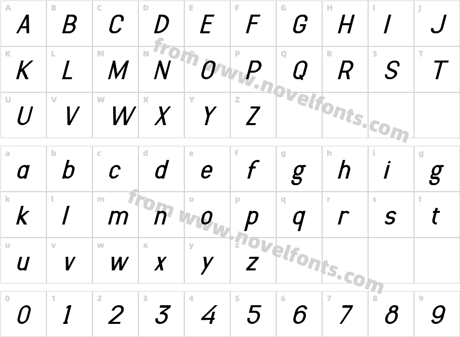 Sulcant ItalicCharacter Map