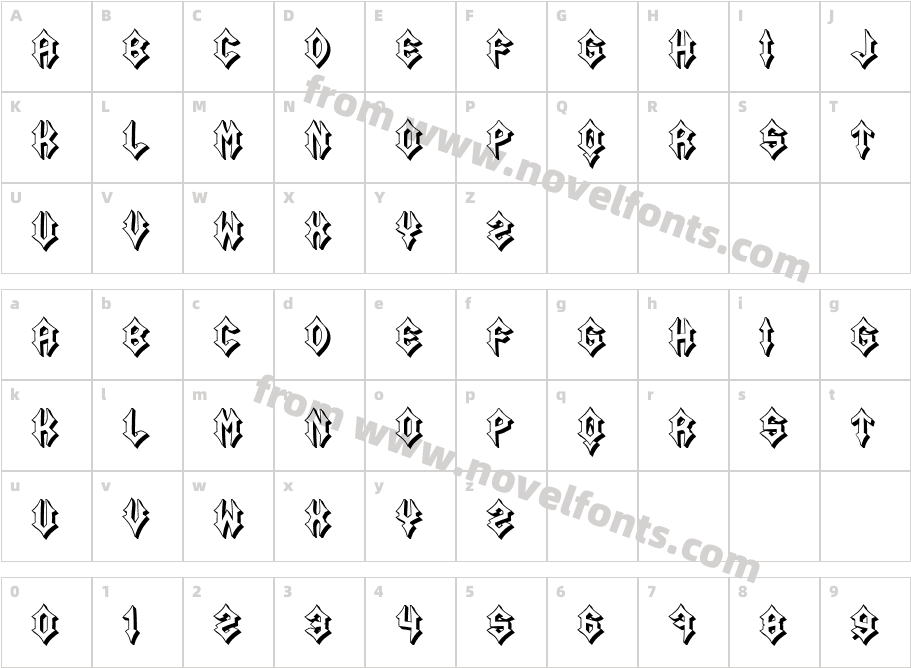 Sundang RegularCharacter Map