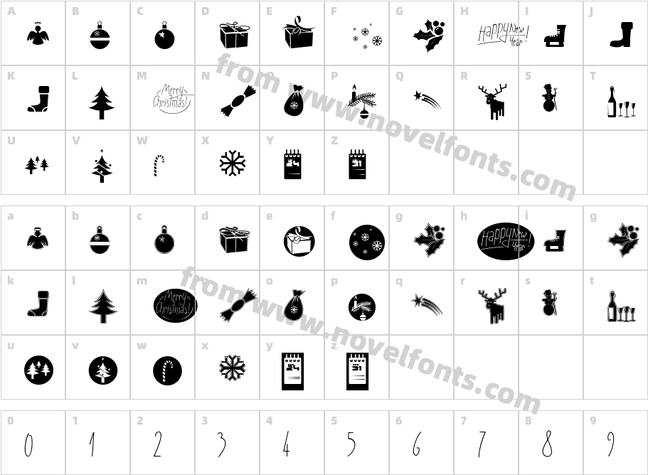 Sunny Merry ChristmasCharacter Map