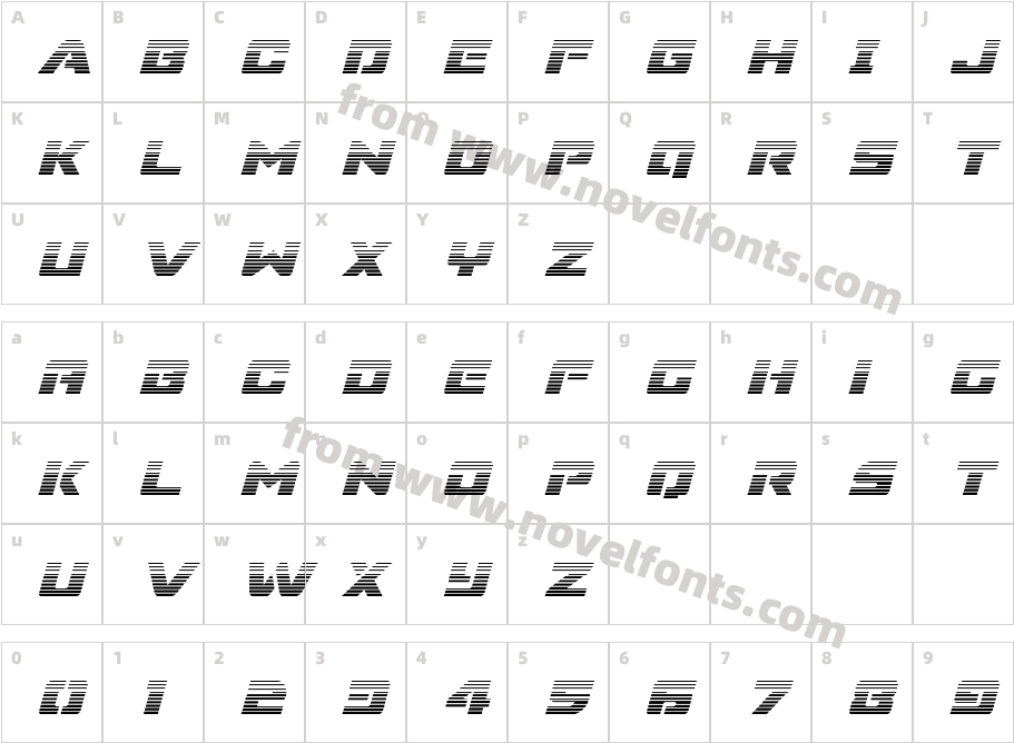 Super Commando Gradient ItalicCharacter Map