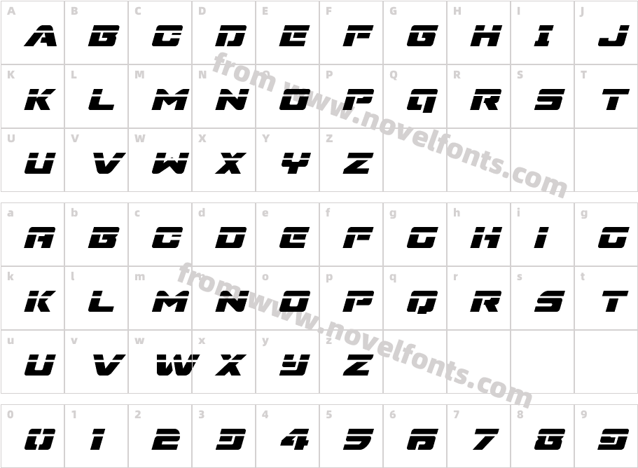 Super Commando Laser ItalicCharacter Map