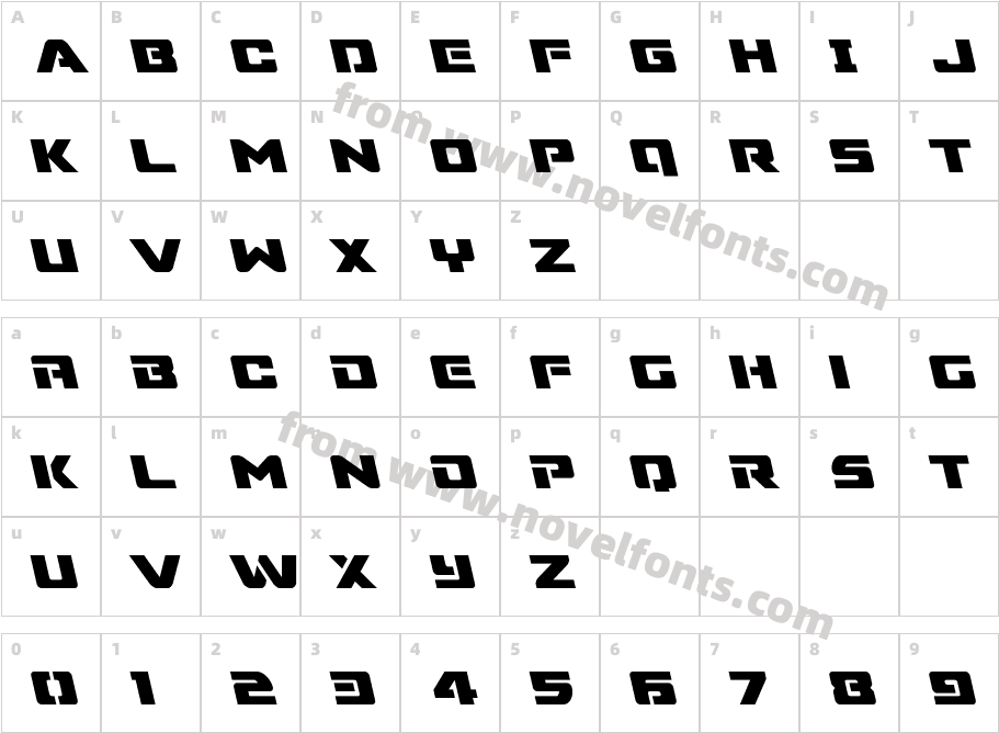 Super Commando LeftalicCharacter Map