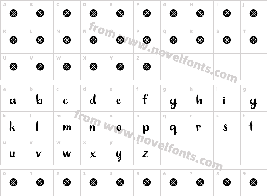 Super Simple Brush ScriptCharacter Map