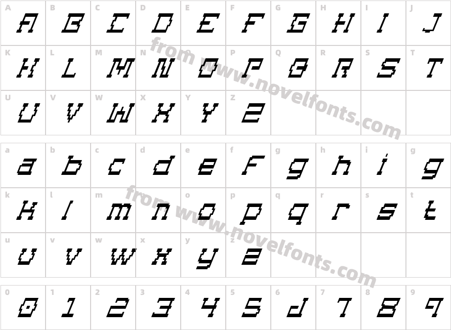 Superago ItalicCharacter Map