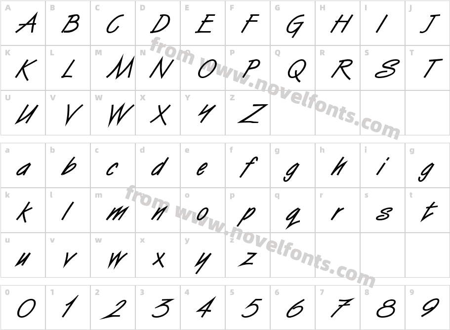 Surfer BoldItalicCharacter Map