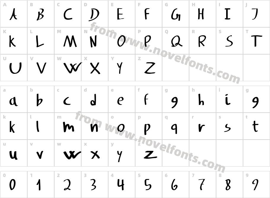 Svampens HandwritingCharacter Map