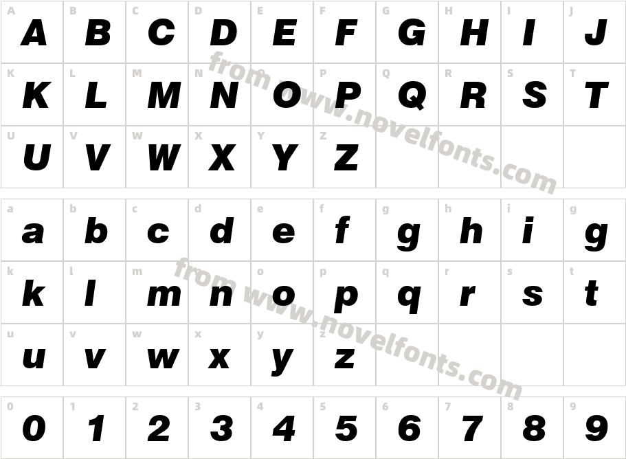 Swis721 Blk BT Black ItalicCharacter Map