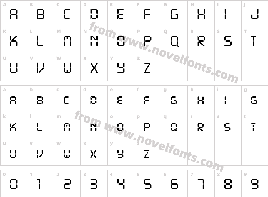 Digital Display RegularCharacter Map