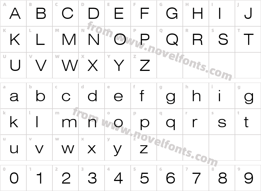 Swiss 721 Light Extended BTCharacter Map