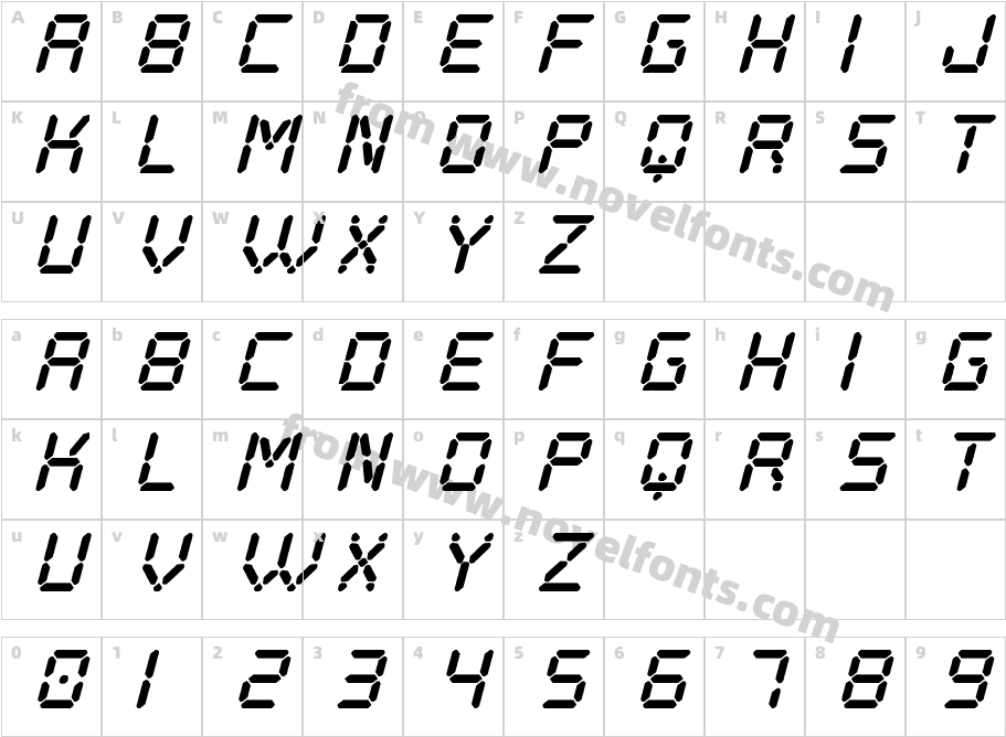 Digital Play Italic StCharacter Map