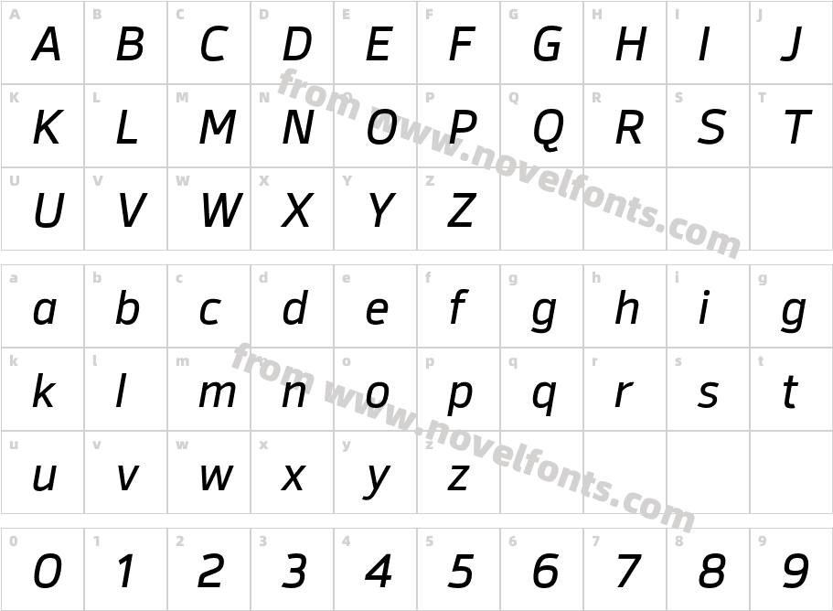 Syke ItalicCharacter Map