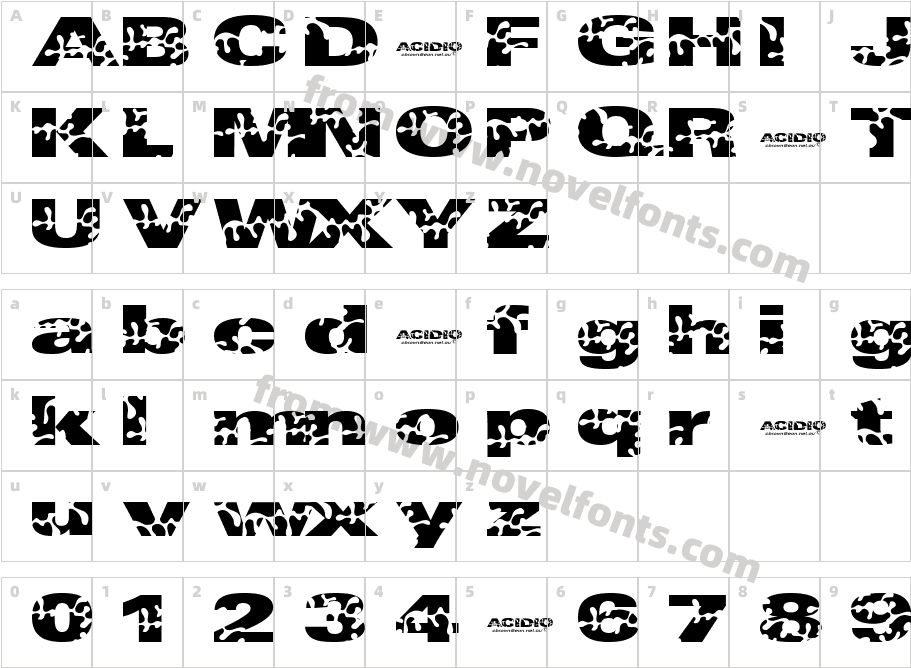 Acidio amoreCharacter Map