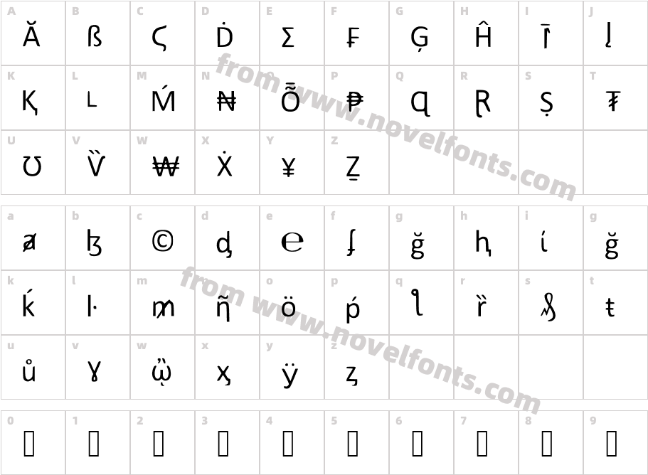 SymbolsFontCharacter Map