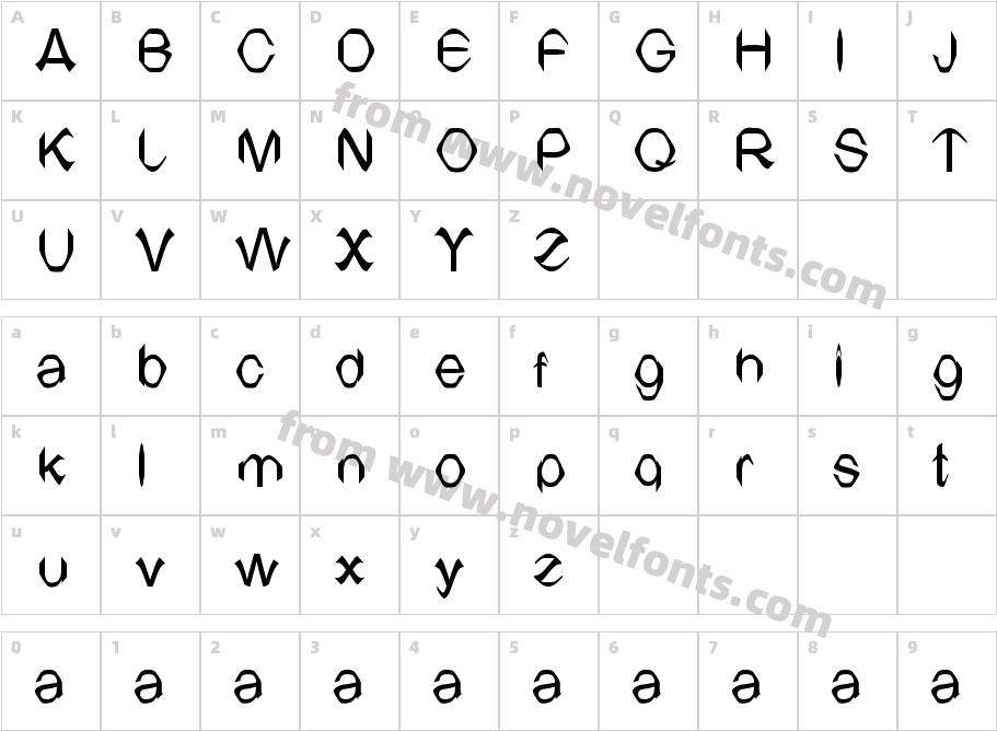 TV ArialCharacter Map