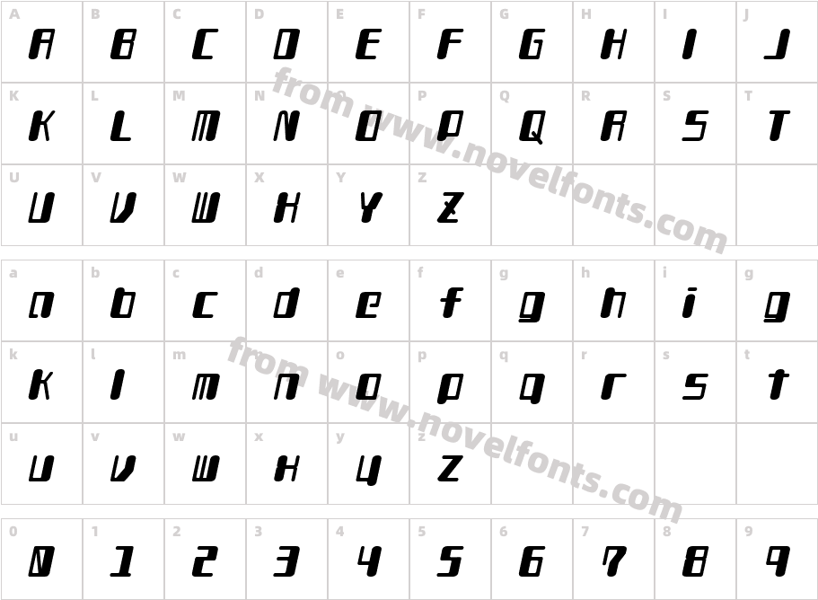 TYPEOUT2097 ALP ItalicCharacter Map