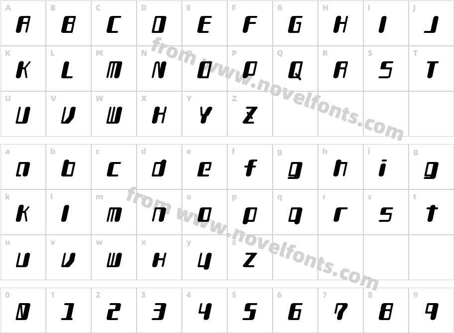 TYPEOUT2097ALP-ItalicCharacter Map