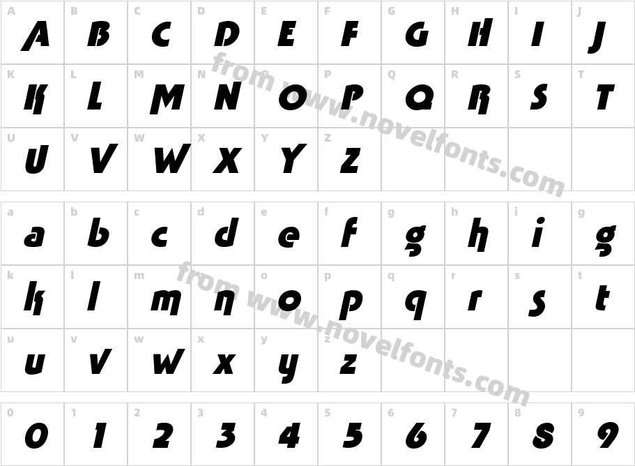 TabathaHeavy ItalicCharacter Map