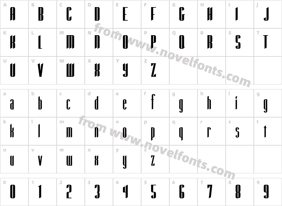 Taber BlockCharacter Map